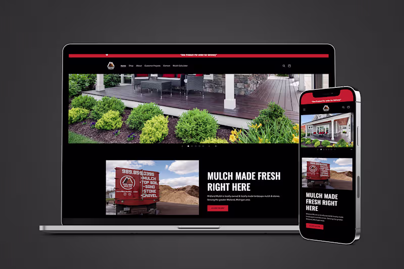 Cover image for Shopify Website Design - Midland Mulch
