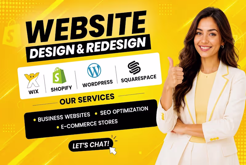 Cover image for Create pro website design on wix, wordpress,shopify, squarespace