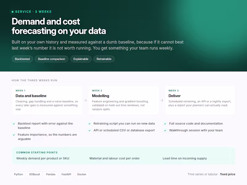 Cover image for Demand forecasting or cost estimation model