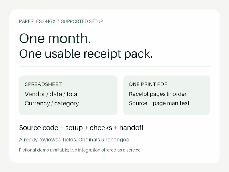 Cover image for Paperless monthly receipt handoff