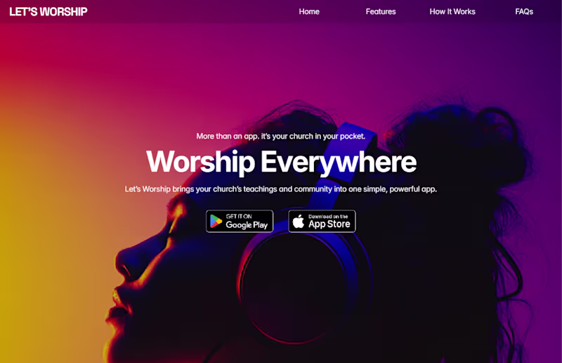 Cover image for Let’s Worship App Landing Page Development