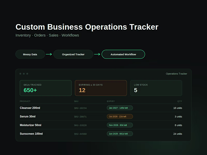Cover image for I will build a custom business operations tracker
