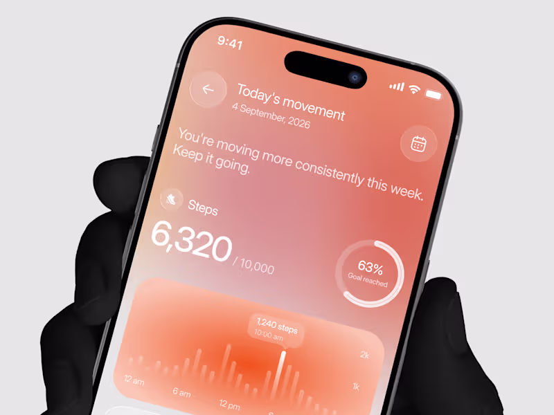 Cover image for Step Tracking Screen Showing Daily Progress and Weekly Trends