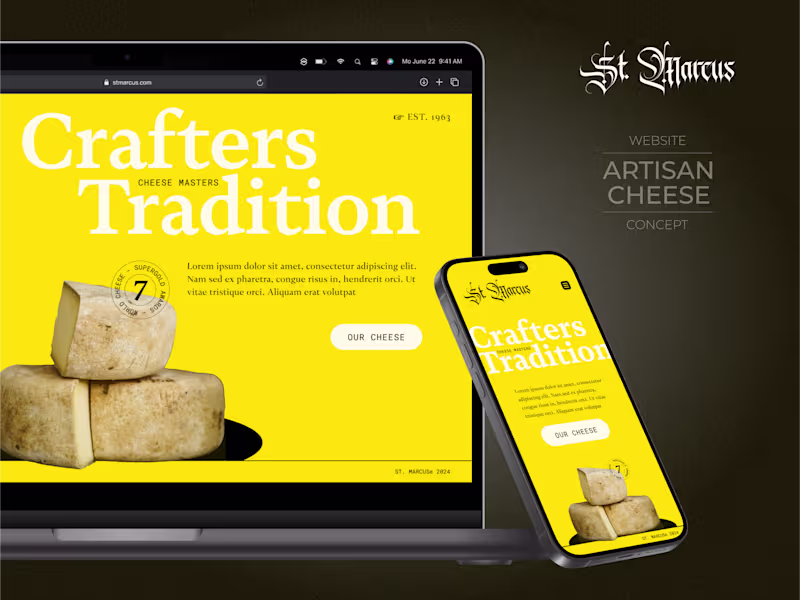 Cover image for St. Marcus Artisan Cheese • Responsive website concept