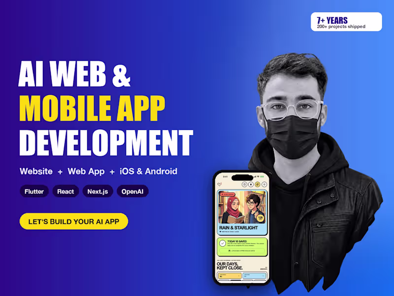Cover image for Full AI App Development, Web App, Mobile App and Website