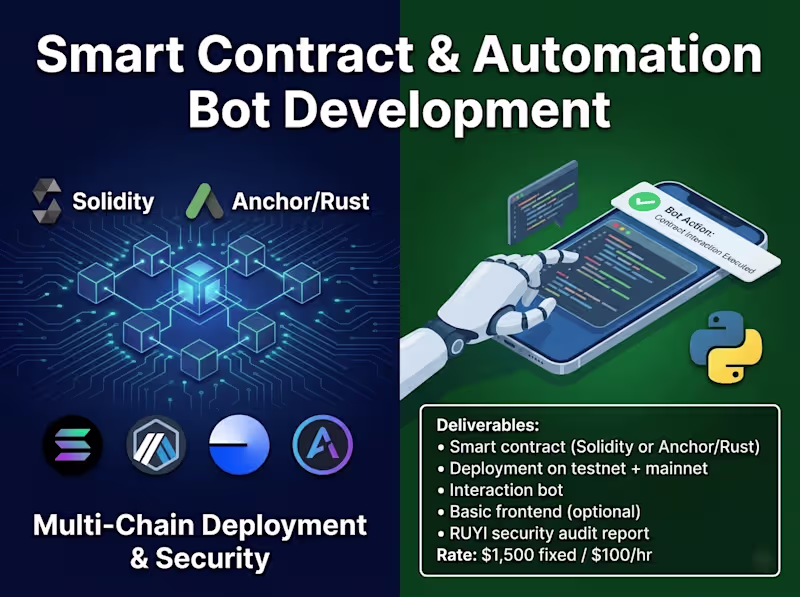 Cover image for Solana or EVM Smart Contract + Bot System