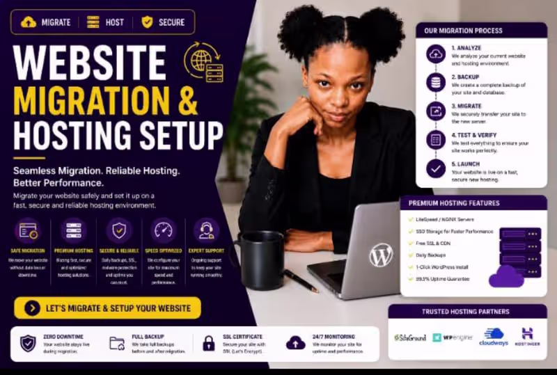 Cover image for Website Migration & Hosting Setup | WordPress Transfer Expert