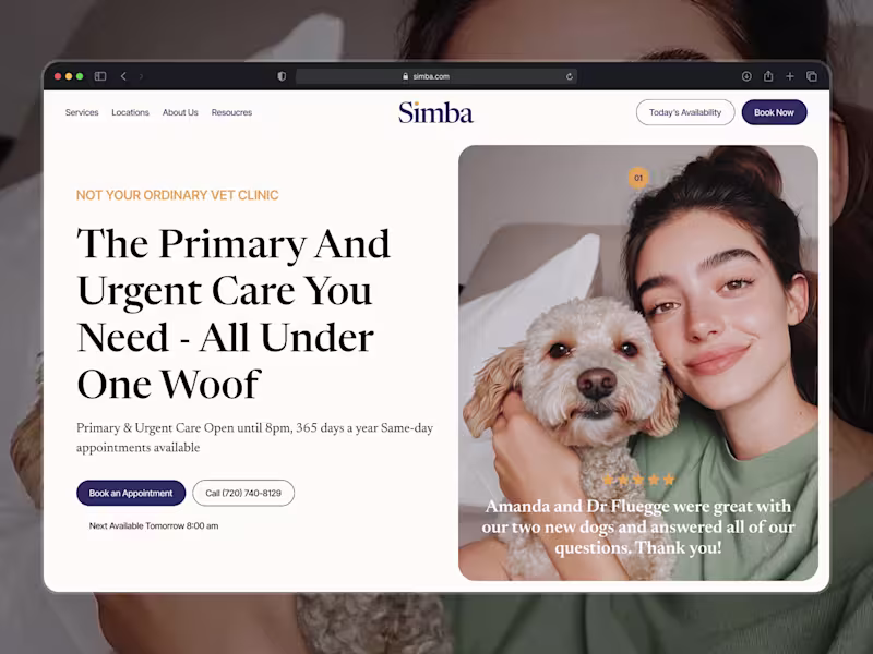 Cover image for Simba - Vet Clinic Website Design
