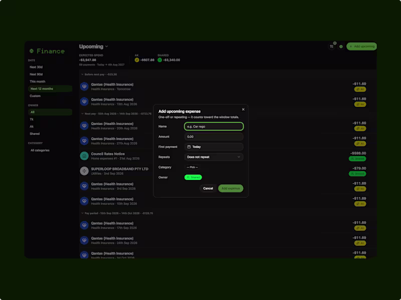 Cover image for Personal finance dashboard — from