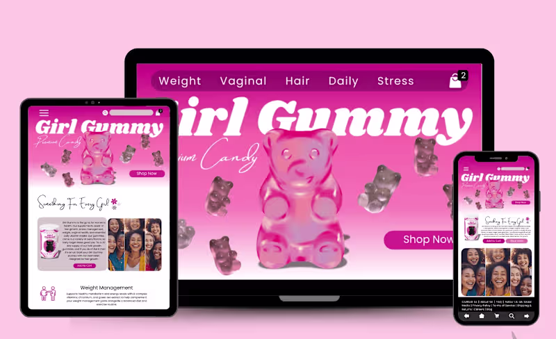 Cover image for Girl Gummy Responsive E-Commerce Design