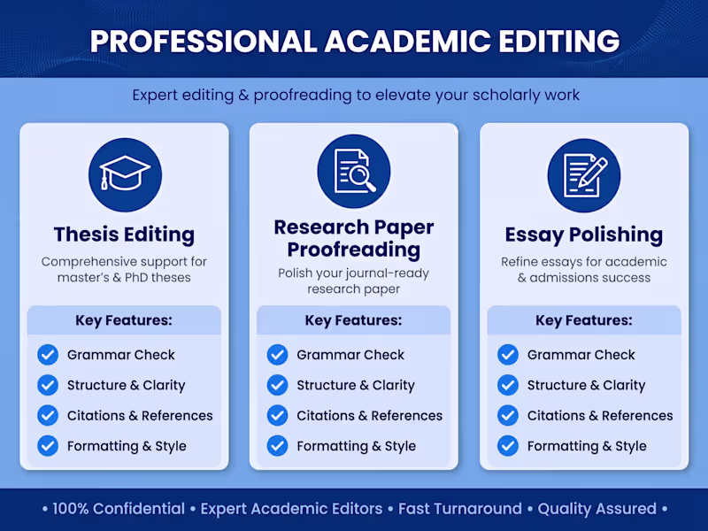 Cover image for I will edit and proofread your thesis, research paper and essay
