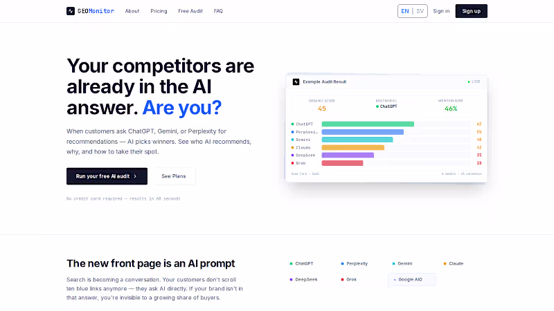 Cover image for GEOMonitor
An AI visibility monitoring platform