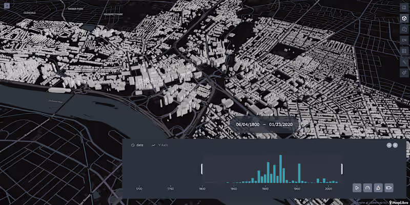 Cover image for Interactive 3D City Growth model (Time Slider + Street View)