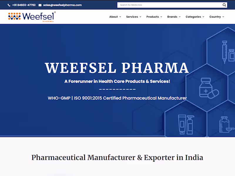 Cover image for Weefsel Pharma: Pharmaceutical Manufacturing Company In India