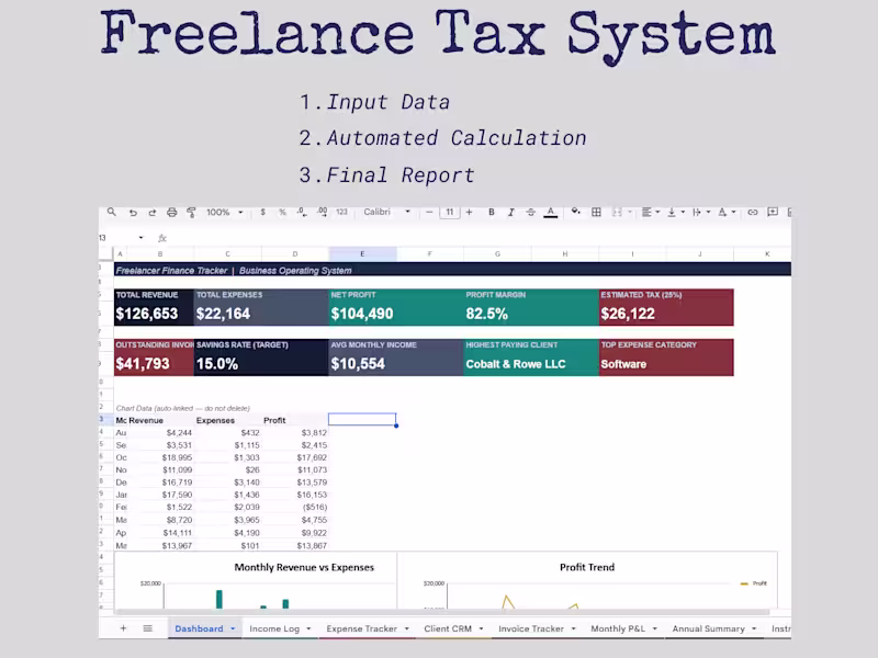 Cover image for Custom Freelance Income and Tax Tracker Setup
