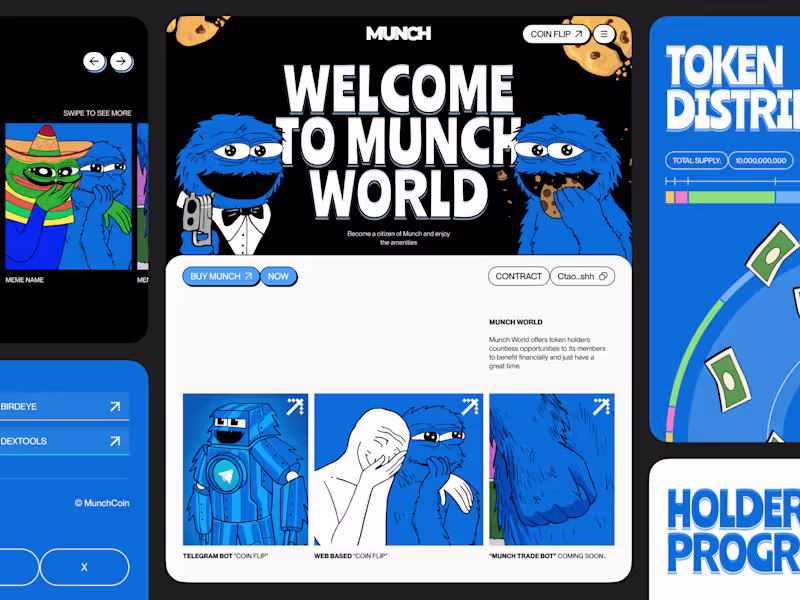 Cover image for Munch Coin. Crypto Landing Page