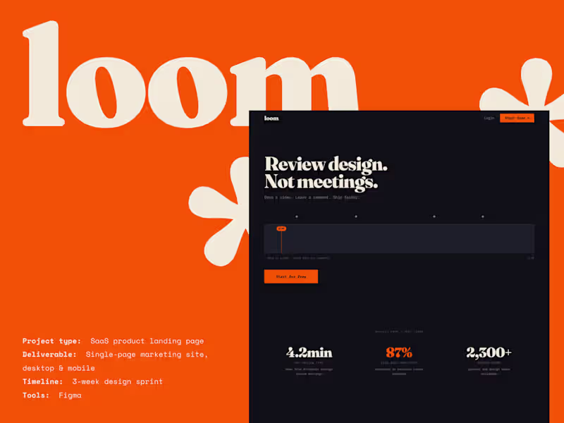 Cover image for Loom | Async Video Feedback for Design Teams | Landing Page