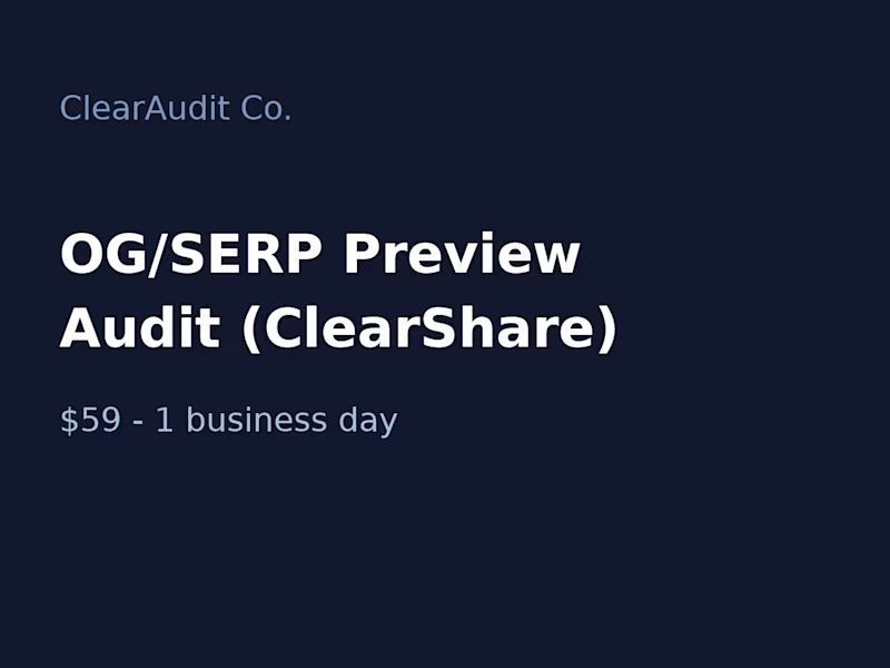 Cover image for OG/SERP Preview Audit (ClearShare)