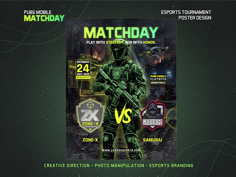 Cover image for Gaming Poster Design | PUBG Mobile Matchday Campaign