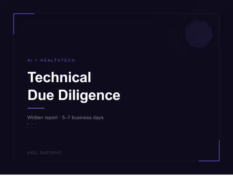 Cover image for Technical Due Diligence Report