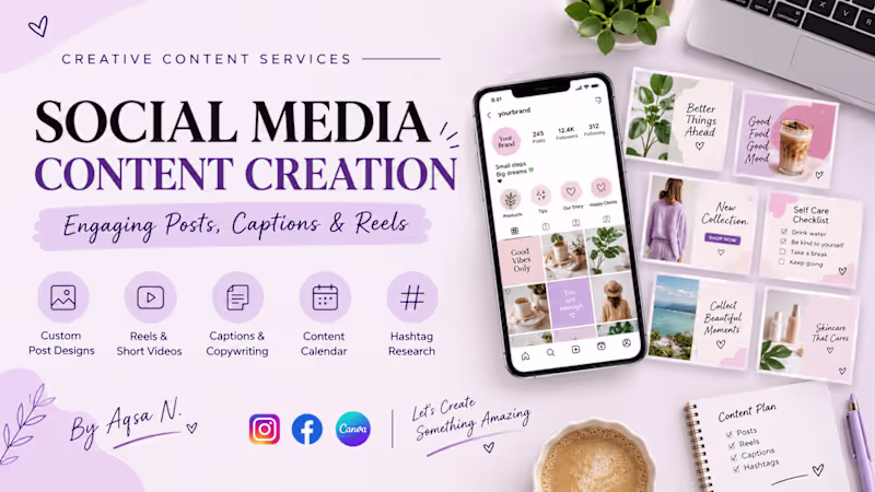 Cover image for Social Media Content Creation | Engaging Posts, Captions & Reels