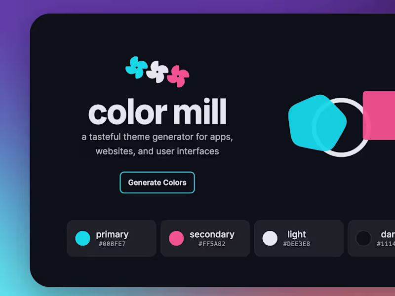 Cover image for Color Mill: A Tasteful UI Theme Generator