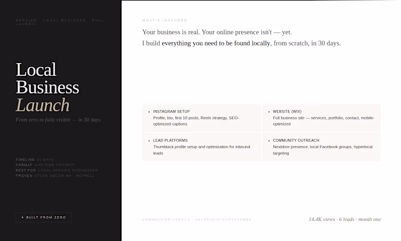 Cover image for Local Business Launch. From Zero to Visible in 30 Days