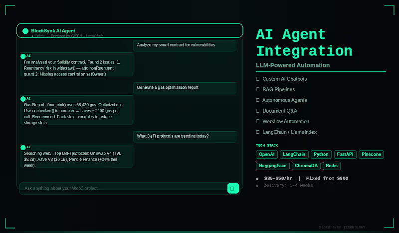 Cover image for AI Integration, LLM Agents & Automation