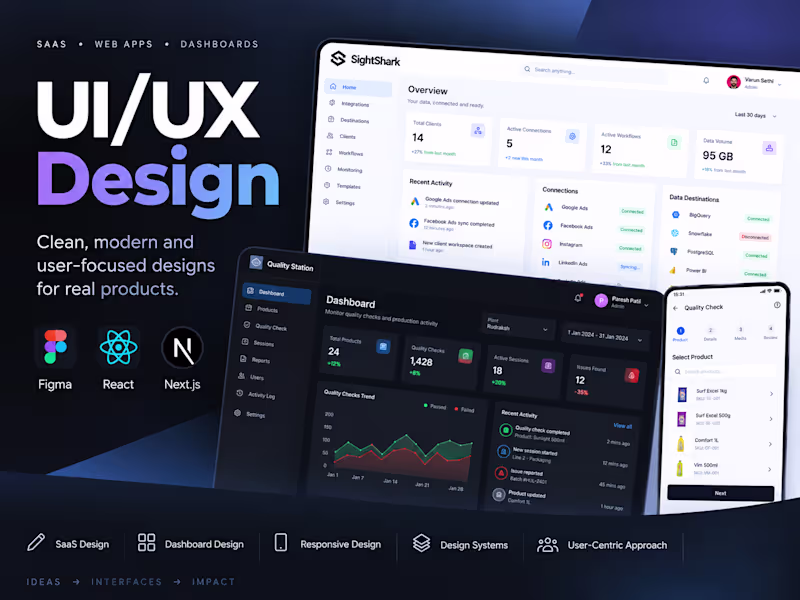 Cover image for UI/UX Design | Figma, SaaS & Web Applications