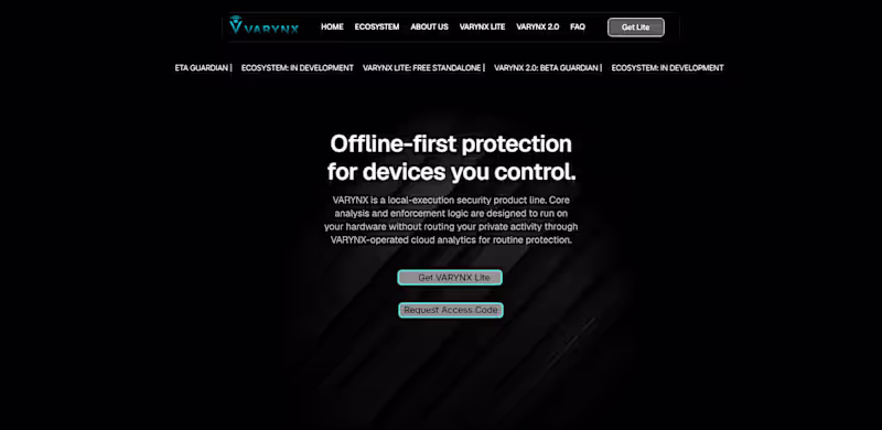 Cover image for VARYNX Website: Full Framer Build & Launch