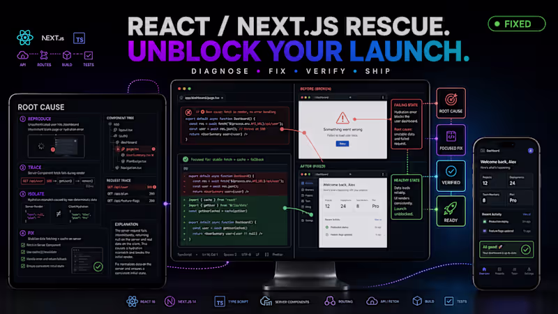 Cover image for React / Next.js Rescue