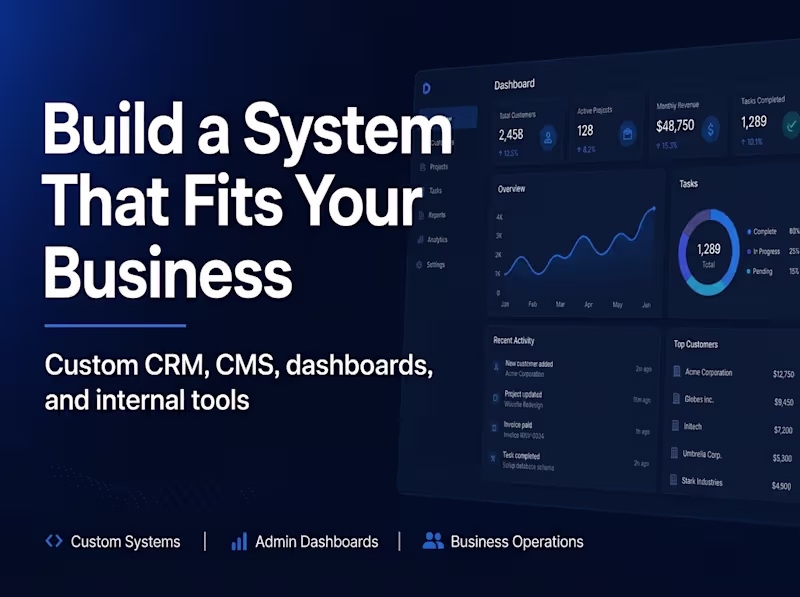 Cover image for Build a custom CRM, ERP, CMS, dashboard or internal business sys