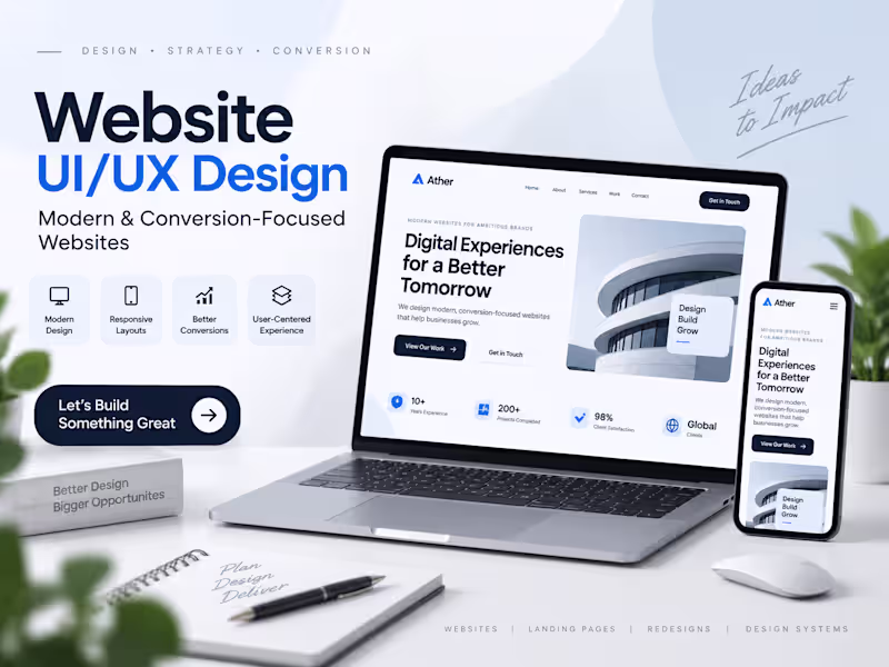 Cover image for Website UI/UX Design for Modern & Conversion-Focused Websites