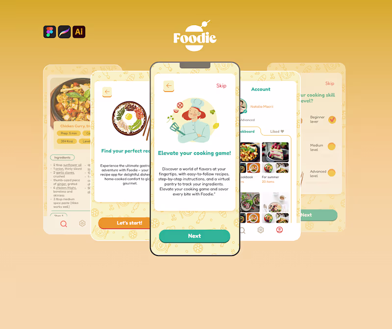 Cover image for UI/UX design for recipe app. Concept on Behance