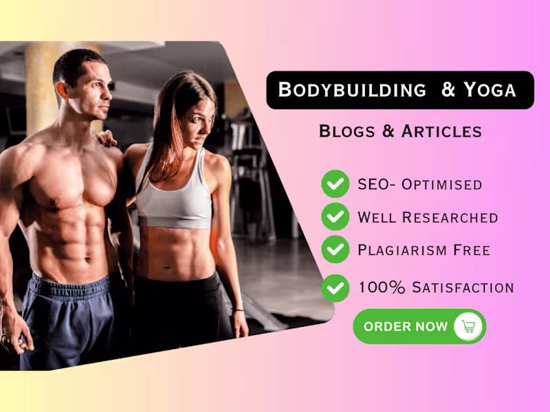 Cover image for Bodybuilding & Yoga Articles And Blogs Upto 2000 Words