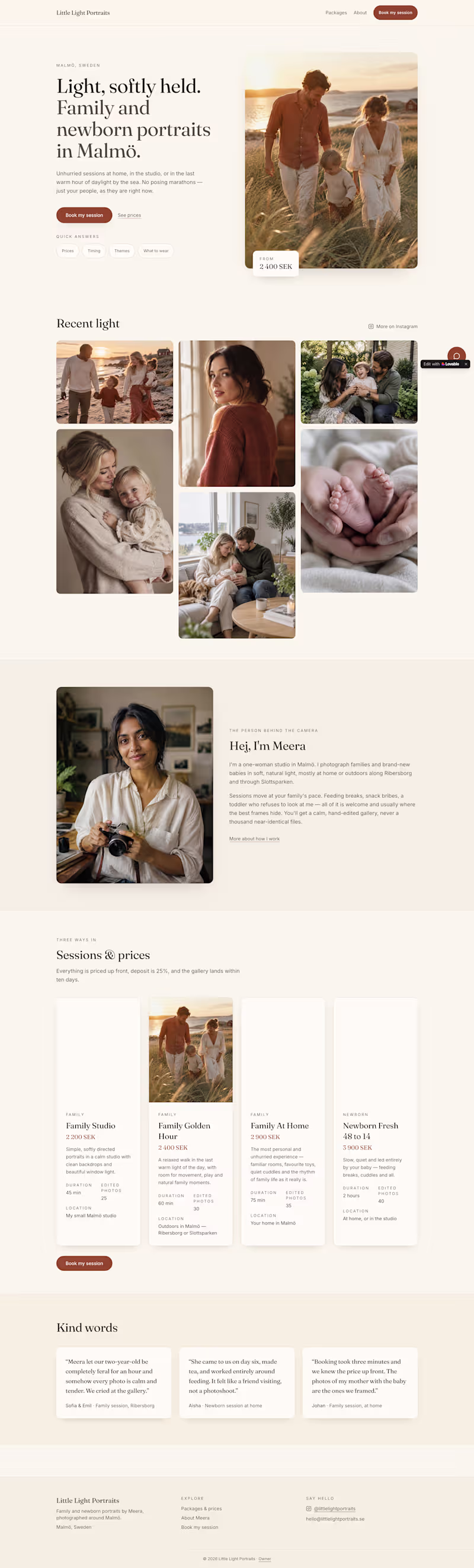 Cover image for Business name: Little Light Portraits,