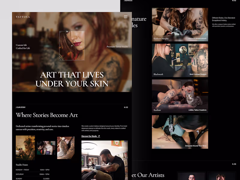 Cover image for Tattoxa · Tattoo Studio Framer Template