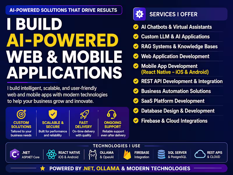Cover image for Develop AI-Powered Web Applications and Custom LLM Solutions
