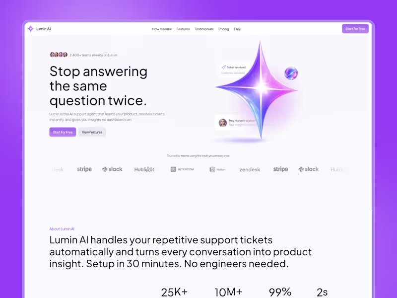 Cover image for Lumin AI SaaS Chatbot Template