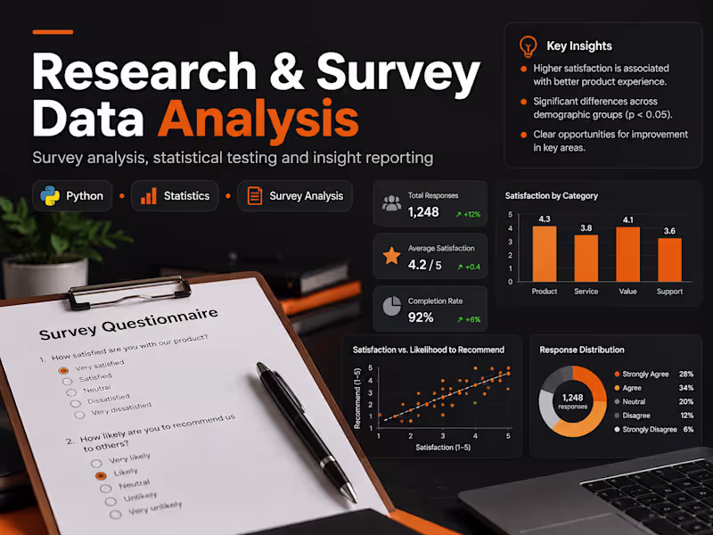 Cover image for Survey Analysis, Research Insights & Data Reporting