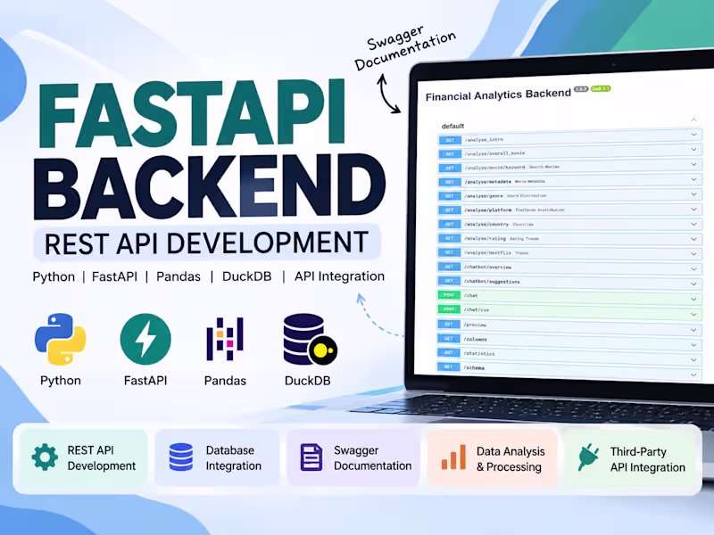 Cover image for FastAPI Backend & REST API Development