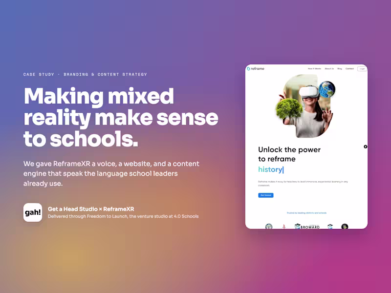 Cover image for ReframeXR: Brand, Website & Content Strategy