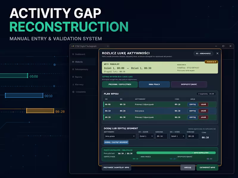Cover image for Activity Gap Reconstruction System for ETS2 Tachograph