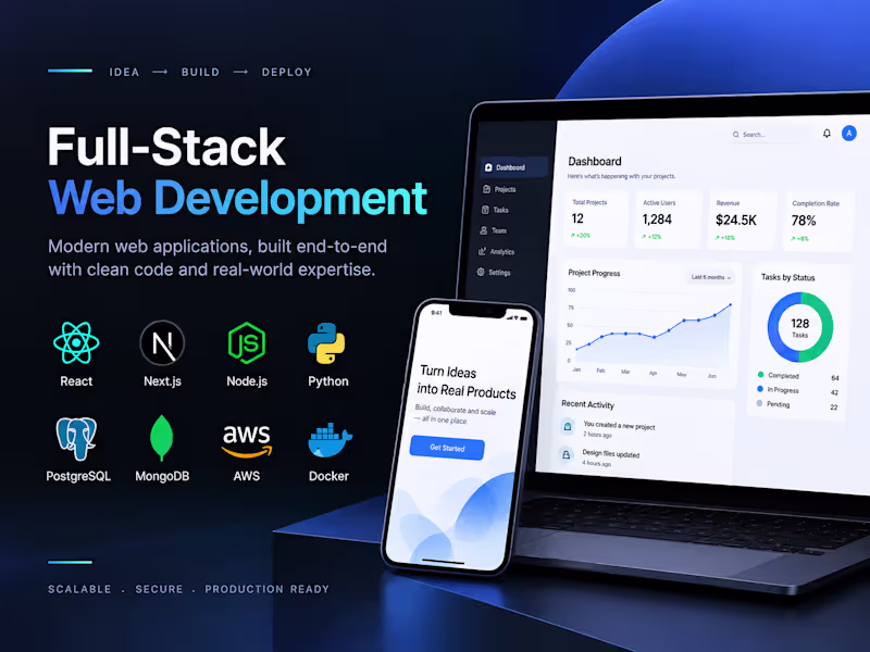 Cover image for Full-Stack Web Development | React, Next.js & Python