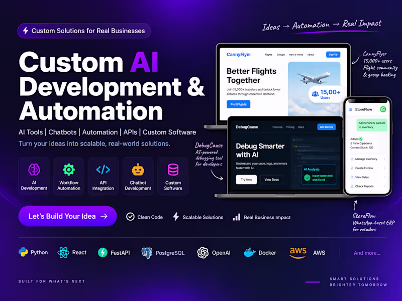 Cover image for Custom AI Development, Automation & API Integrate
