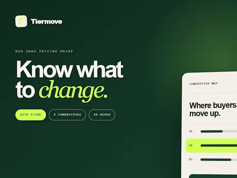 Cover image for Tiermove Pricing & Packaging Strategy Brief