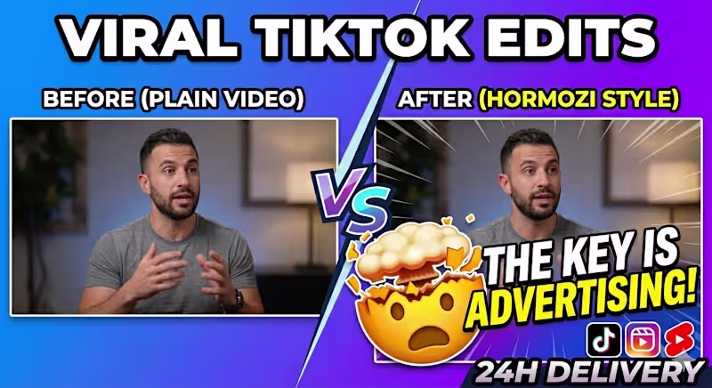 Cover image for edit viral tiktok reels and shorts like alex hormozi in 24 hours