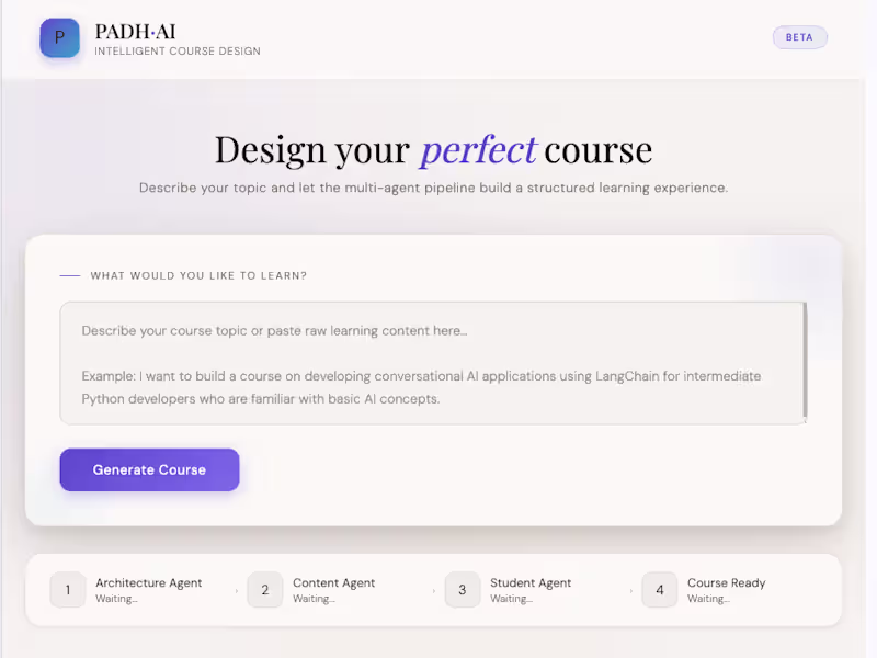Cover image for PADH AI - Adaptive Course Generator