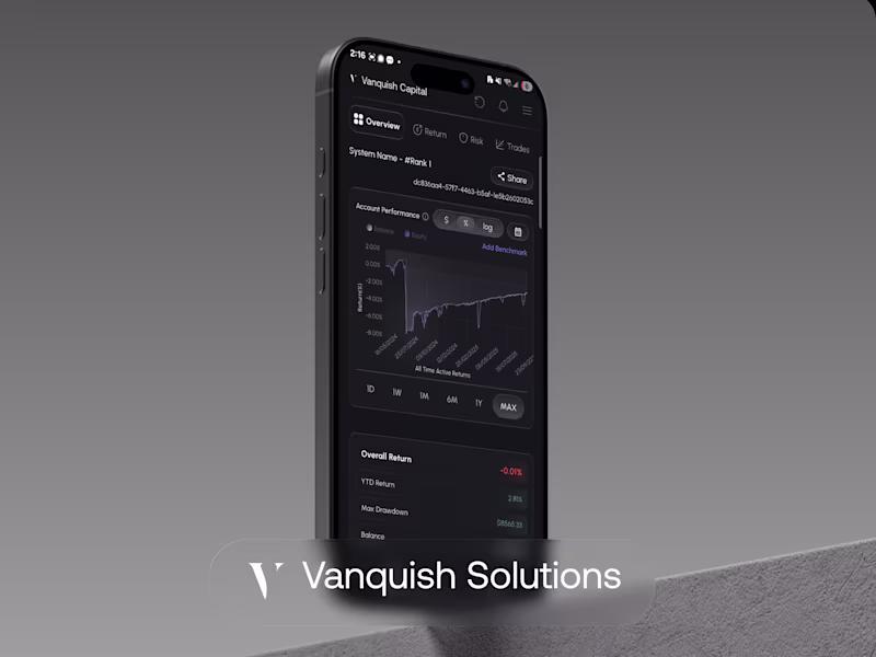 Cover image for Vanquish: Fintech Copy Trading Platform Mobile and Web App