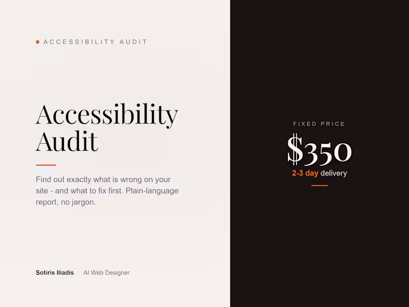 Cover image for Accessibility Audit - Plain-Language Report + Fix List